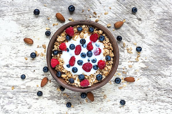 Greek Yogurt with Nuts, Fruits, and Oats