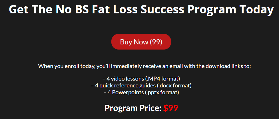 No BS Fat Loss Success Review-price